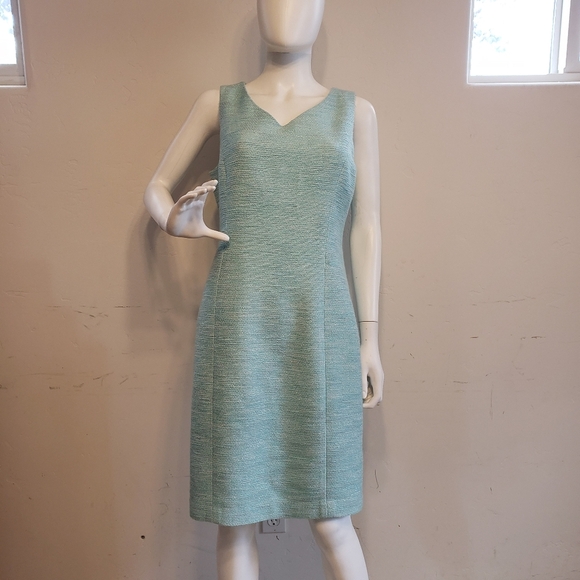 TALBOTS Bethany Sheath Dress Blue tweed size 8 shimmer - Picture 1 of 8